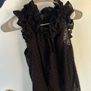 J. Crew Ruffled Sleeveless Blouse - black